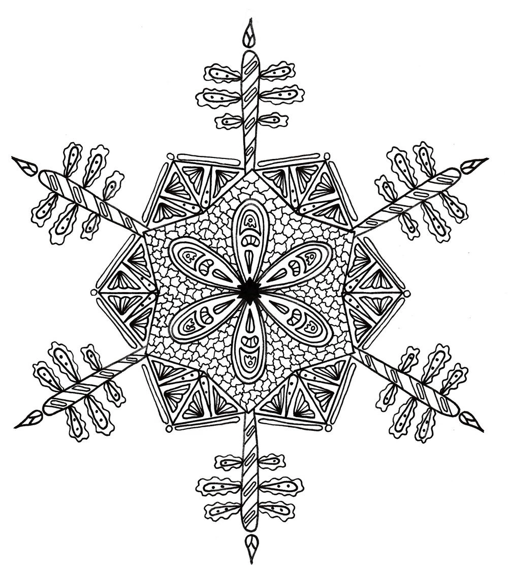 Coloring book antistress snowflake with candles